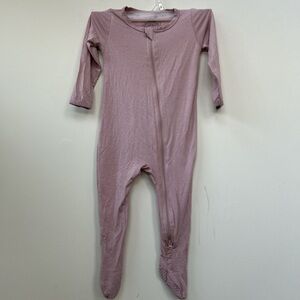 Dusty rose bamboo light pink sleeper baby girls pajamas pjs long sleeve footie
